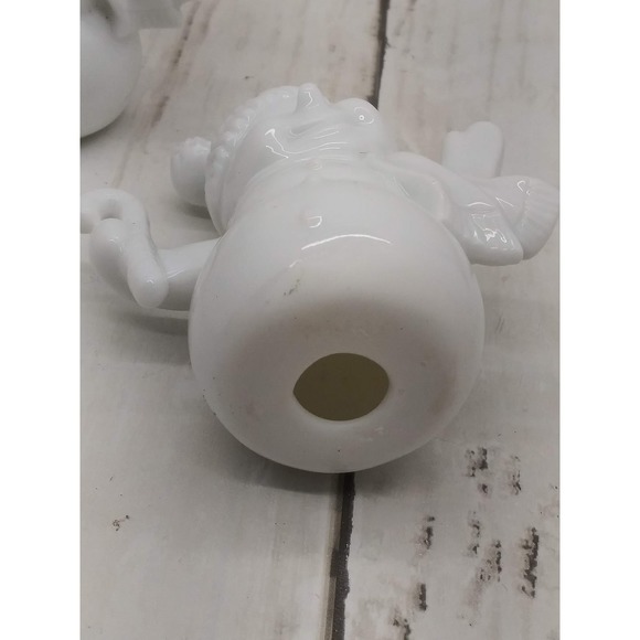 Vintage Snowman Blank Set of 2 Porcelain Paintable Ornaments Figures (13) - Picture 4 of 4